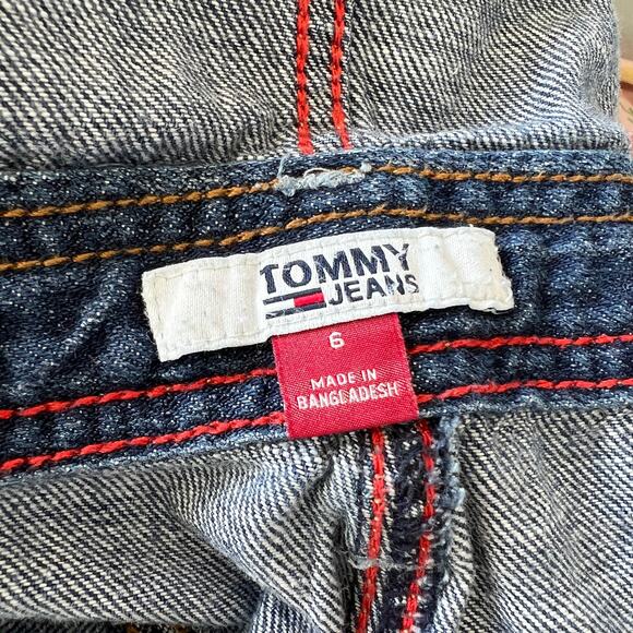 Tommy Hilfiger Jeans Overalls Women's Bibs Carpenter Denim Y2K Logo Strap Size 6 - Picture 12 of 16